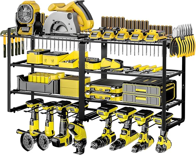 Metal Power Tool Organizer, Space-Saving Wall-Mounted Power Tool Rack, Holds 8 by Unknown