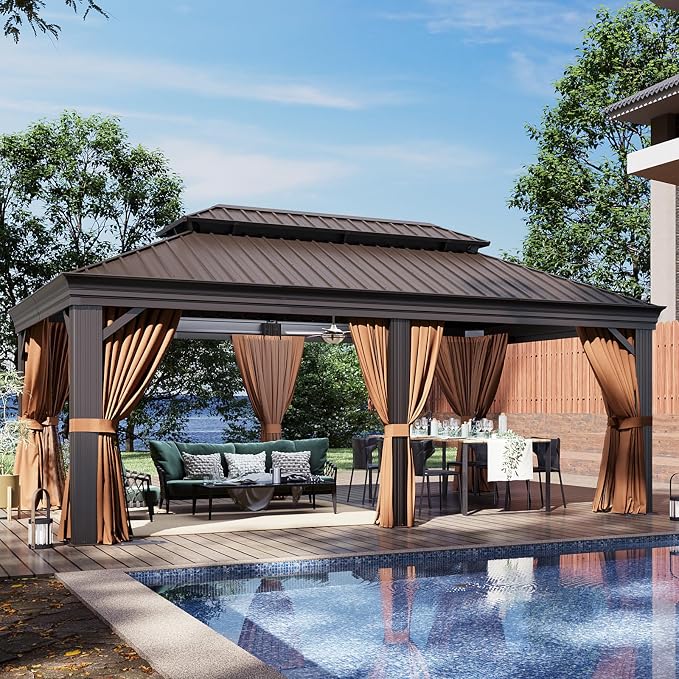 Aoxun 12' X 20' Permanent Hardtop Gazebo Aluminum Gazebo by Aoxun