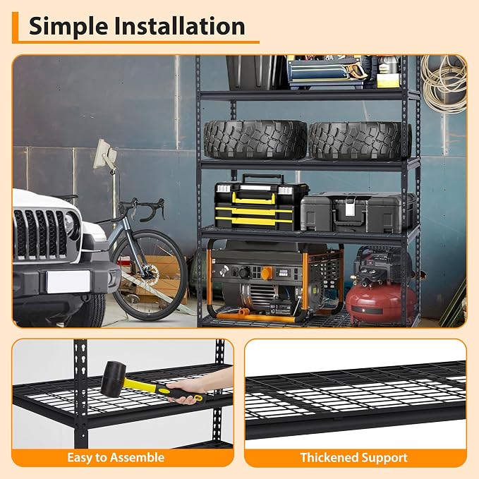 400LBS Storage Shelves，71" H x 48'' W x 24" D Storage Shelves, 5-Tier - Image 4