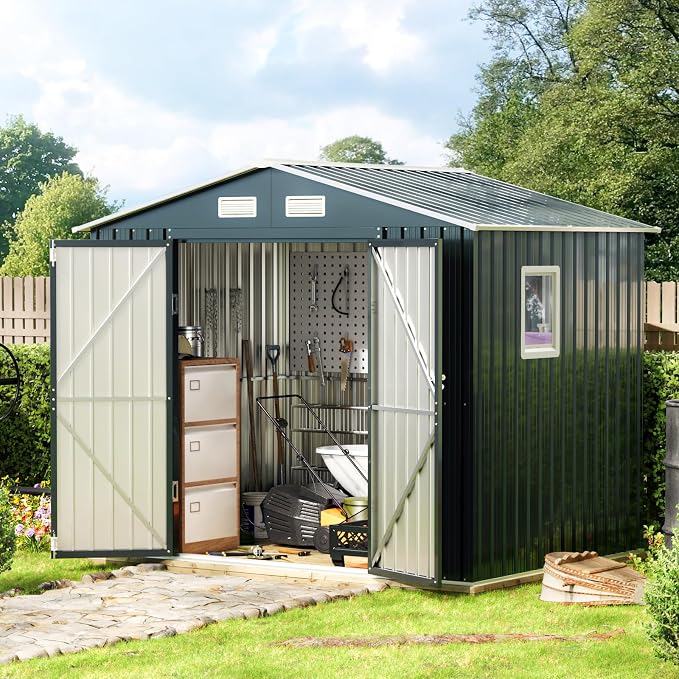 6X8X6.4FT Outdoor Steel Storage Shed by MISTMO