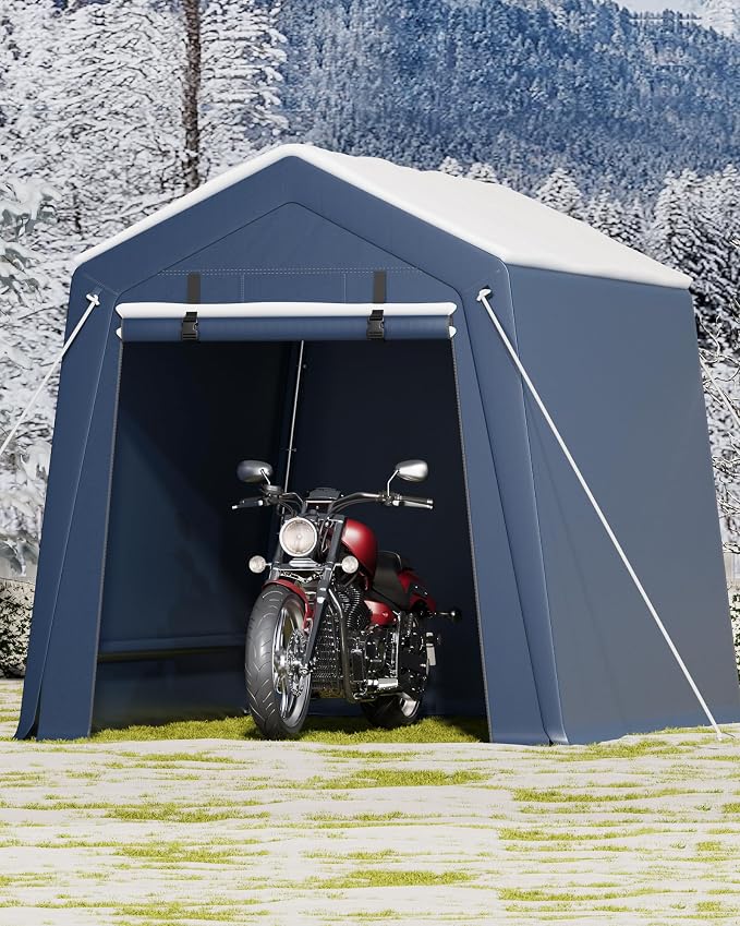 6x8 FT Outdoor Storage Shed, Portable Carport - Image 11