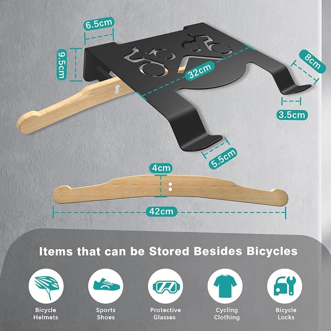 Bike Wall Mount Rack, Horizontal Bicycle Storage Hanger - Image 2