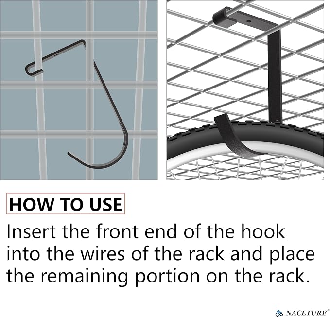 Bike Hooks for Garage Ceiling Mount Rack – Heavy Duty 4X8 Overhead Garage - Image 3