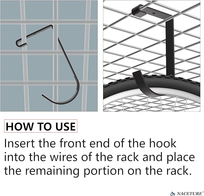 Bike Hooks for Garage Ceiling Mount Rack – Heavy Duty 4X8 Overhead Garage - Image 3