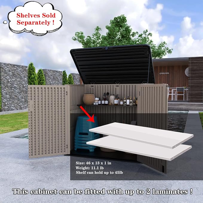 ADDOK 26 Cu.ft Outdoor Storage Shed Multi-Function, Lockable Horizontal Storage - Image 4