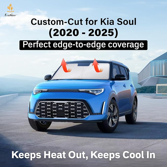 Econour Windshield Sun Shade for Kia Soul 2020 2021 2022 2023 2024 2025 2026 - Image 2