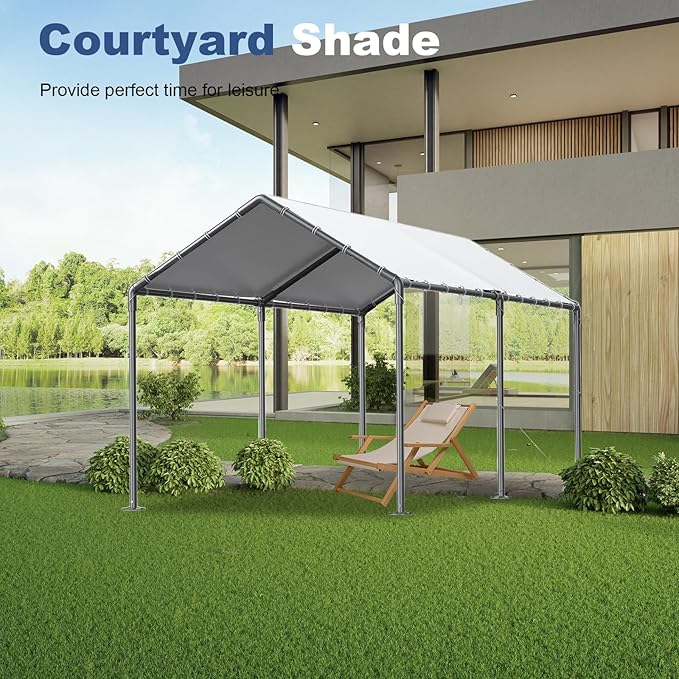 Grezone 10 x 20ft Heavy Duty Carport, Portable Car Tent Garage, All Season UV - Image 6