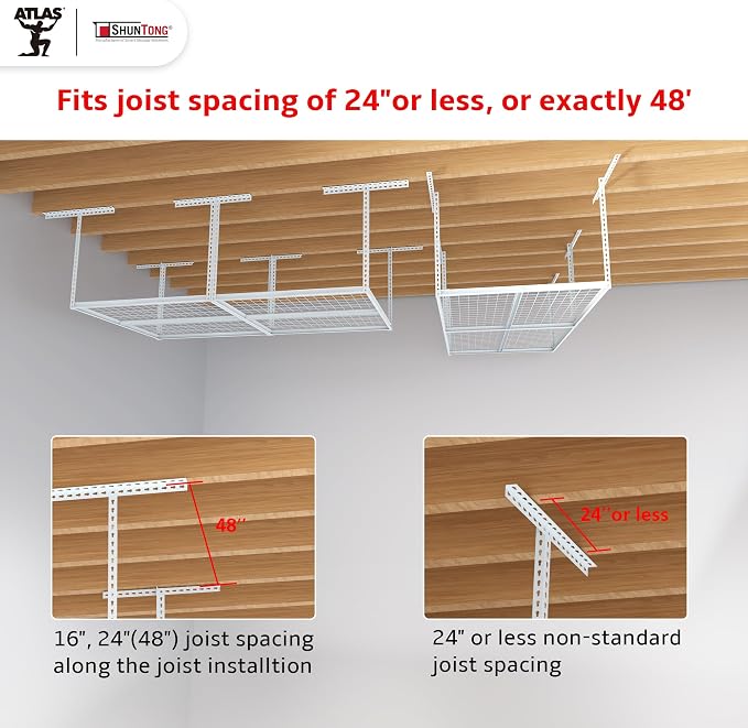 The Atlas Pro 4 x 8 ft Overhead Garage Storage Rack, Ultra Duty 1250lbs Weight - Image 4