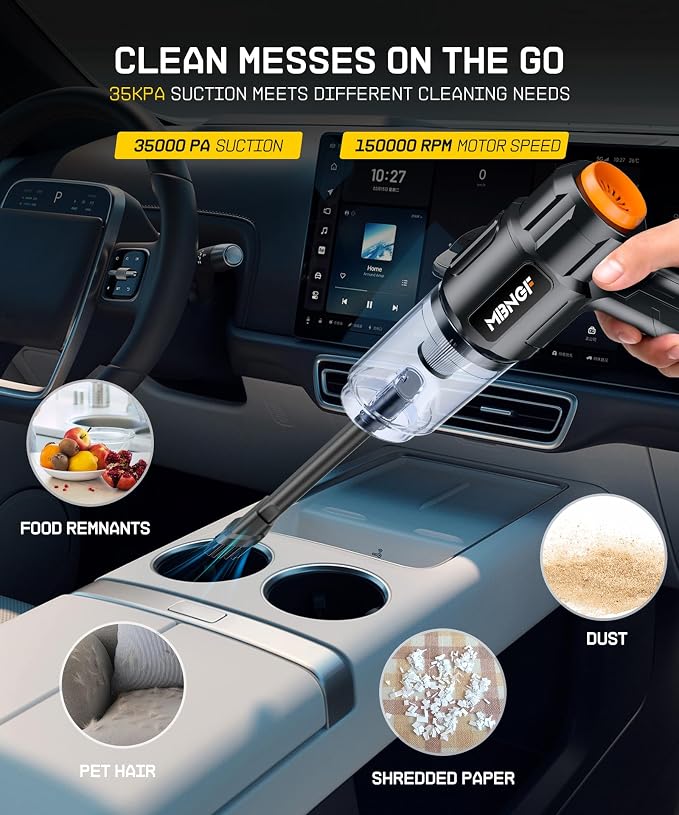 Car Vacuum Portable Cordless, High Power Suction & Blower, Wireless Handheld - Image 4