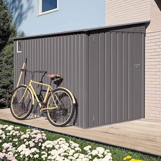 4x9 FT Lean to Shed with Windows, Metal Sheds & Outdoor Storage with 6 Vents - Image 3