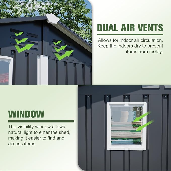 6x4 FT Outdoor Storage Shed, Metal Shed - Image 11