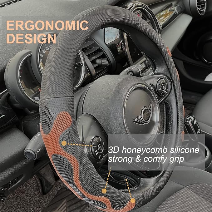 PINCTROT Comfy Grip Steering Wheel Cover, Anti-Slip Design, Universal 14.5-15 - Image 2