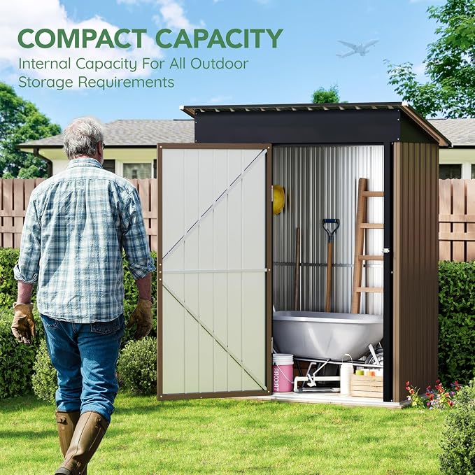 5X3FT Outdoor Steel Storage Shed - Image 2