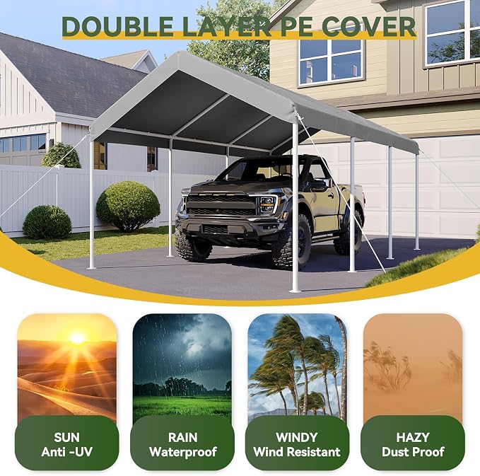 Aoxun 10x20 ft Heavy Duty Carport - Image 6