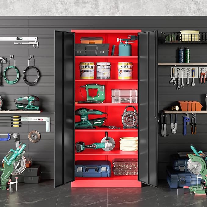 SISESOL Red Metal Storage Cabinet - Image 2