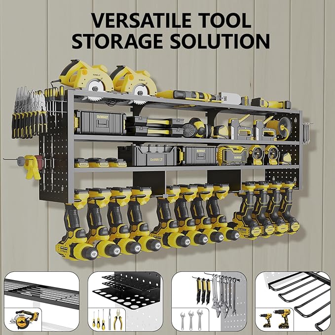 Large Power Tool Organizer Wall Mount, 4 Layer 49" W Heavy Duty Metal Tool - Image 6
