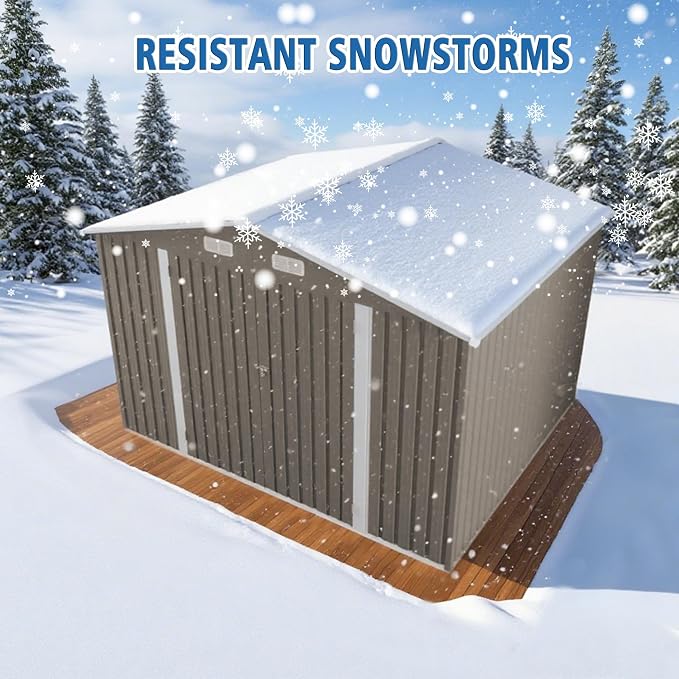 10x8 FT Outdoor Storage Shed, Metal Shed W/Window, Garden Storage Shed - Image 6