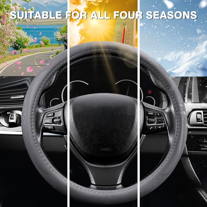 【2025 Model】 Breathable Soft Leather Car Steering Wheel Cover - Image 6