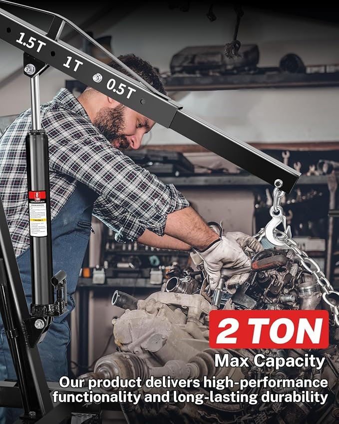 2-Ton Folding Engine Hoist, Hydraulic Shop Crane - Image 2