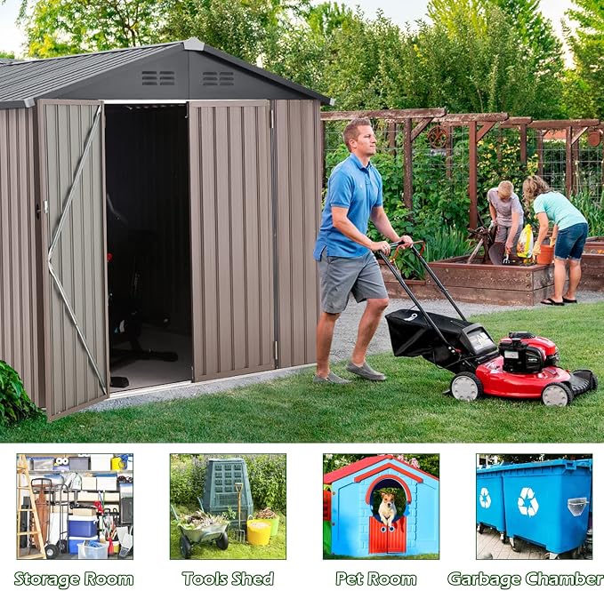 AECOJOY 7' x 7' Metal Storage Shed - Image 5