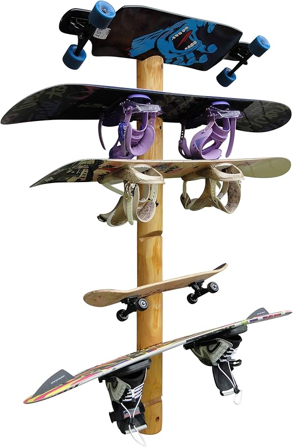 7-Place Wall-Mounted Snowboard Log Rack, Wakeboard Racks, Skateboard Holder - Image 4