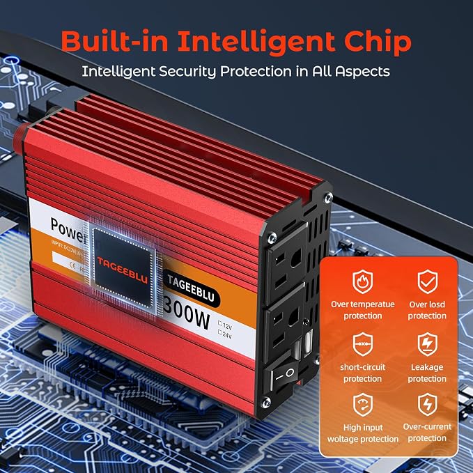 300W Power Inverter DC 12V to 110V AC Car Inverter - Image 4