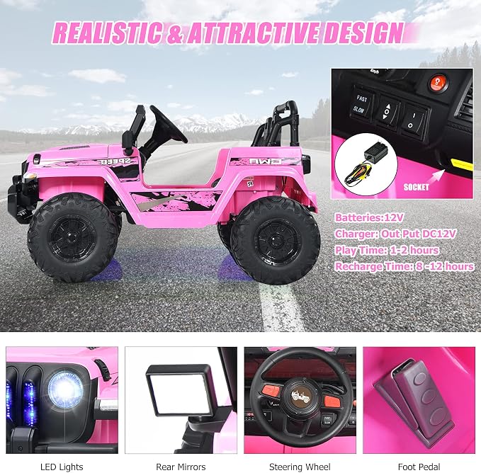 INFANS Ride on Car Truck with 2.4G Remote Control, 12V Battery Powered Electric - Image 6
