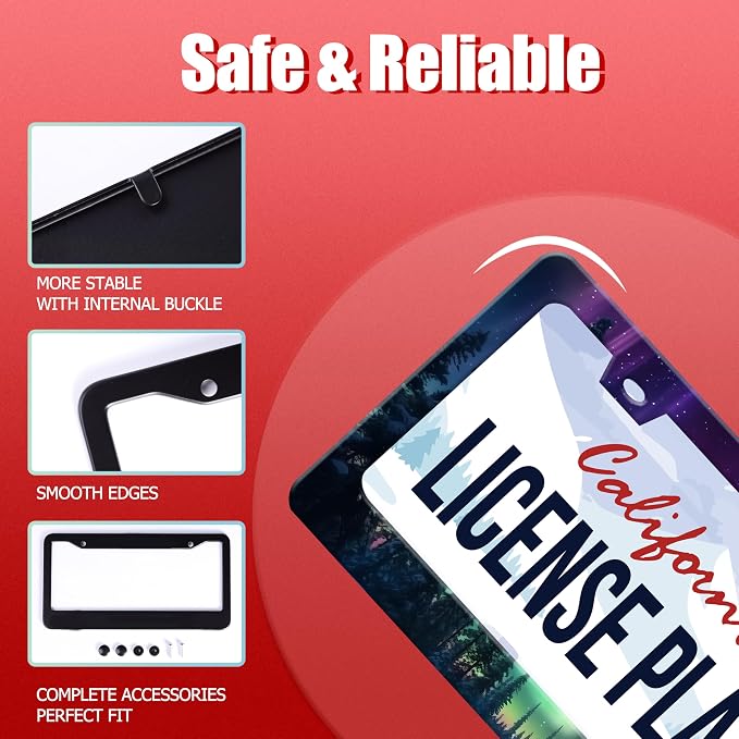 Personalized License Plate Frame Aurora Forest Stainless Steel Accessory Starry - Image 3