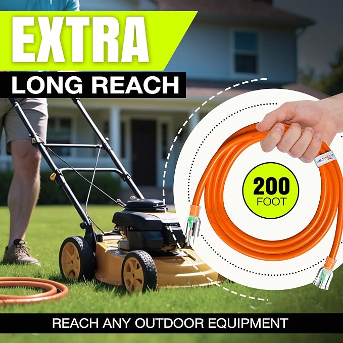 200ft Outdoor/Indoor Extension Cord 10/3 Gauge Ultra Heavy Duty 3 Prong SJTW - Image 6