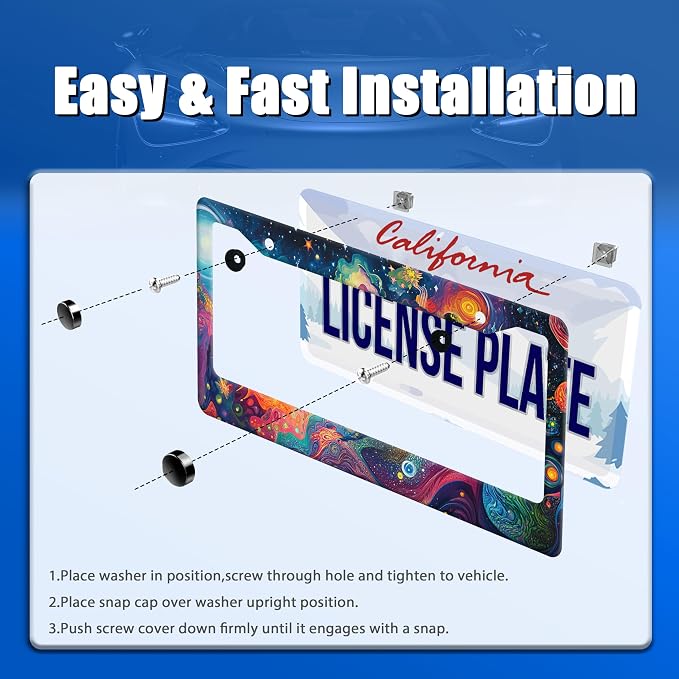 Abstract Galaxy License Plate Frame Starry Sky License Plate Stainless Steel - Image 3