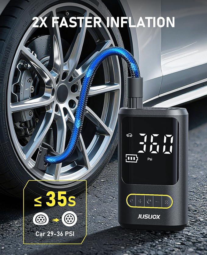 Tire Inflator Portable Air Compressor, Electric Bike Pump - Image 2