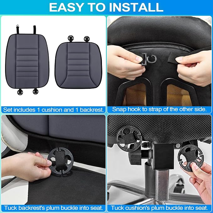 MYFAMIREA Car Seat Cushion and Back Support Pillow 1.2'' Thick Memory Foam Desk - Image 4