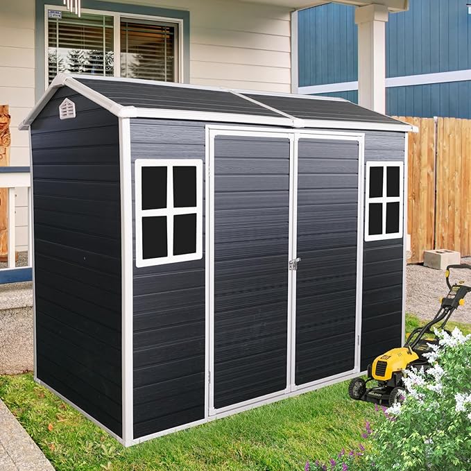 8x4 FT Outdoor Storage Shed, Resin Garden Shed by BNSPLY
