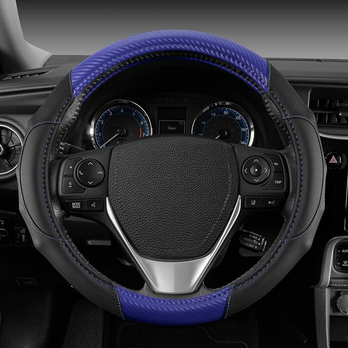 Motor Trend GripDrive Carbon Fiber Steering Wheel Cover, Non-Slip Sporty Racing - Image 3