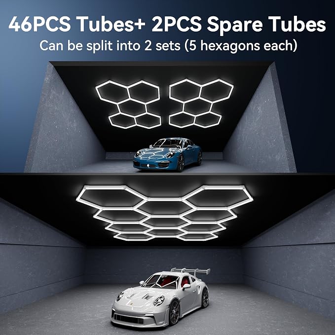 MODERN 11 Hexagon LED Garage Light, Ultra-Bright 6500K Natural White, 11 Grids - Image 2