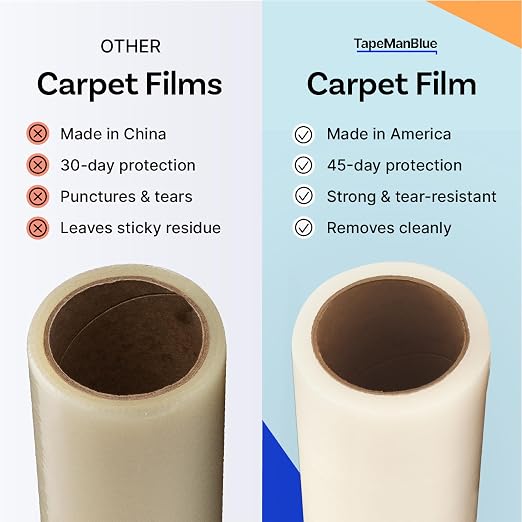 TapeManBlue Carpet Protection Film 36" x 200' roll. Made in The USA. Easy Unwind - Image 3