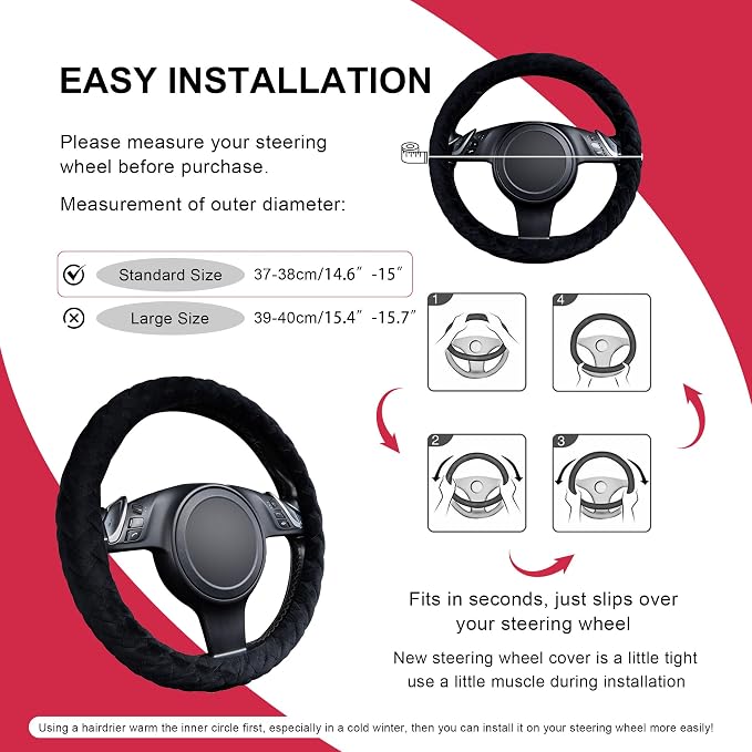 Flying Banner Faux Leather Heavy Duty Inner Ring car Steering Wheel Cover - Image 6