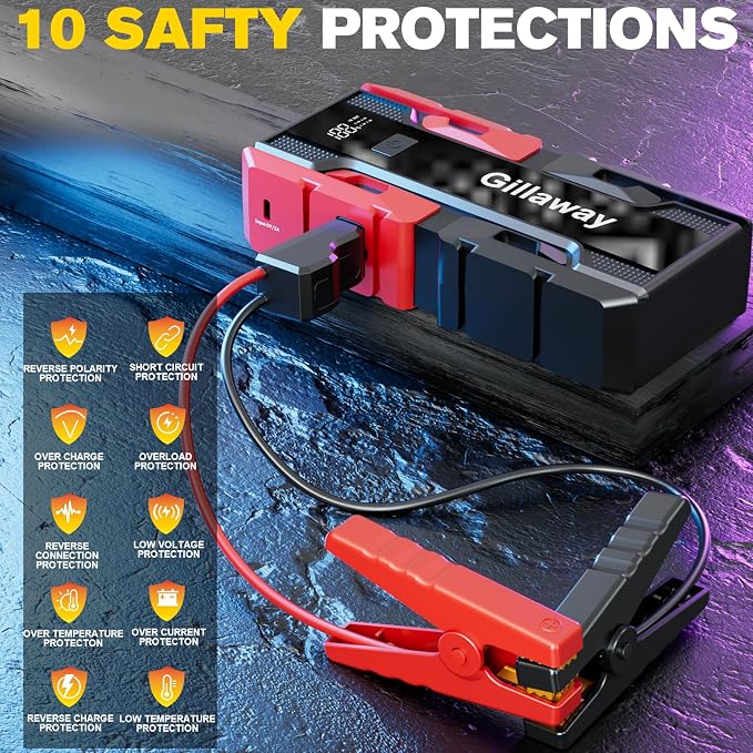 001B 3000A Car Jump Starter Battery Pack, 12V Car Battery Charger, Jump Box - Image 3