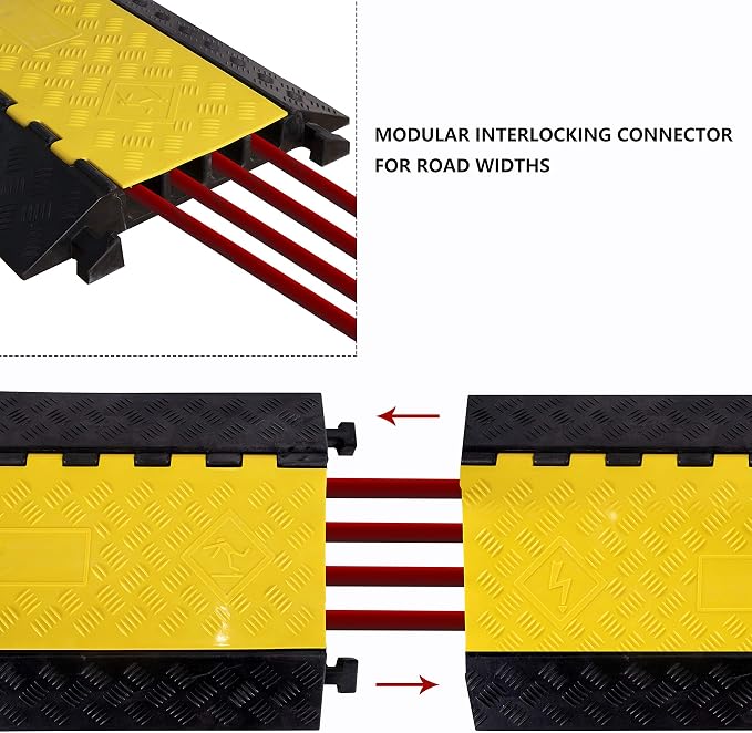 1 Pack Rubber Cable Ramp Hose Cable Protector Ramp 4 Channel 22000Lbs Load - Image 4