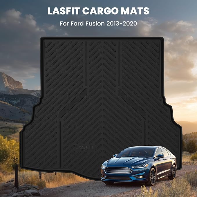 LASFIT Trunk Mat for Ford Fusion 2013-2020 All Weather TPE Mats Custom Fit - Image 2