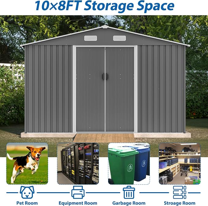 10X8 FT Outdoor Tool Storage Shed - Image 7