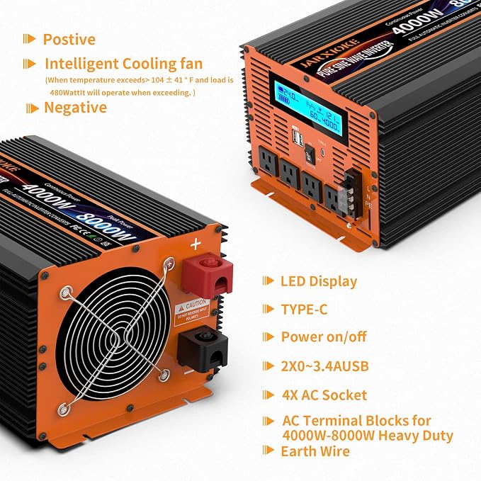 4000 Watt Pure Sine Wave Power Inverter 24V DC to 110V 120V Converter - Image 6