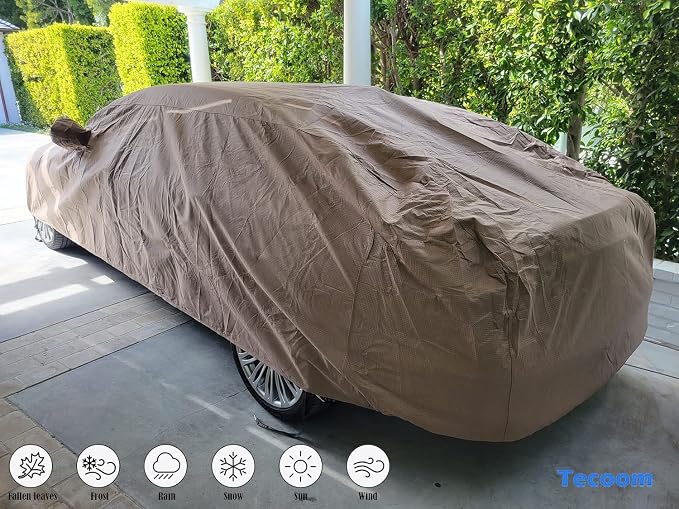 Tecoom Thick Shell Car Cover Super Breathable-Waterproof Windproof Snow Sun - Image 8