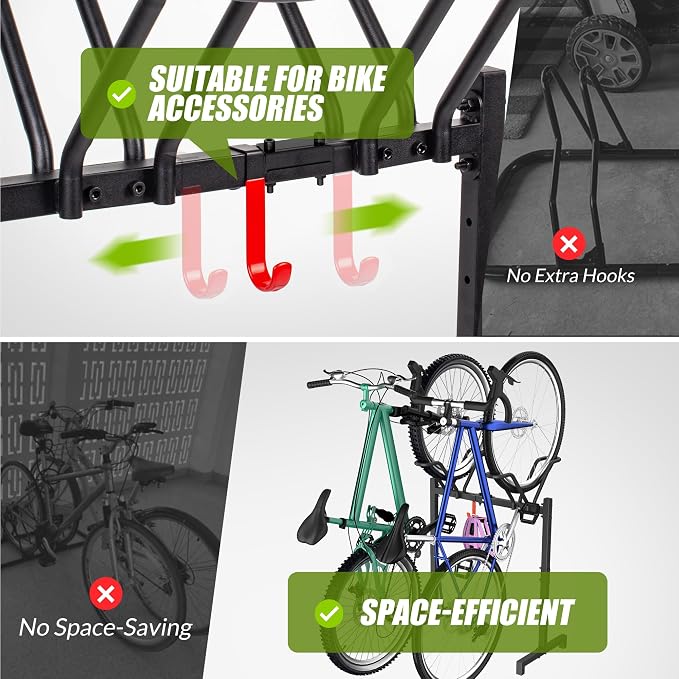 2 Bikes Floor Stand, Adjustable Bicycle Parking Rack - Image 5