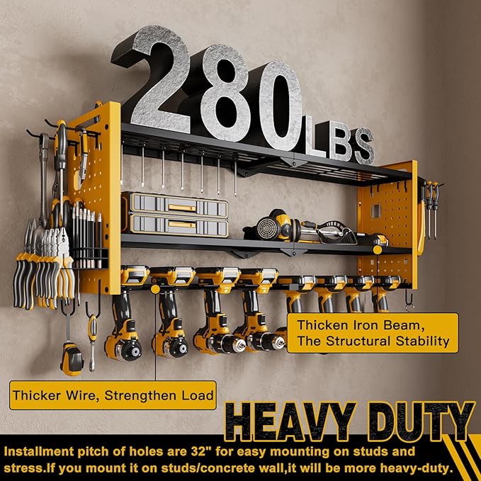 Power Tool Organizer Wall Mount, Cordless Drill Hanger Storage Rack 8 Drill - Image 4