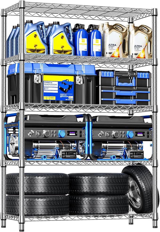 IZEUK 4 Tiers Garage Shelving Wide Storage Shelves Metal Shelves Heavy Duty by Unknown