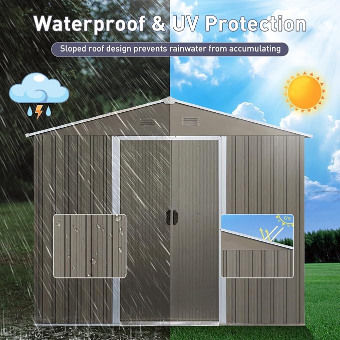 10×8FT Outdoor Metal Storage Shed Large Garden Sheds - Image 5