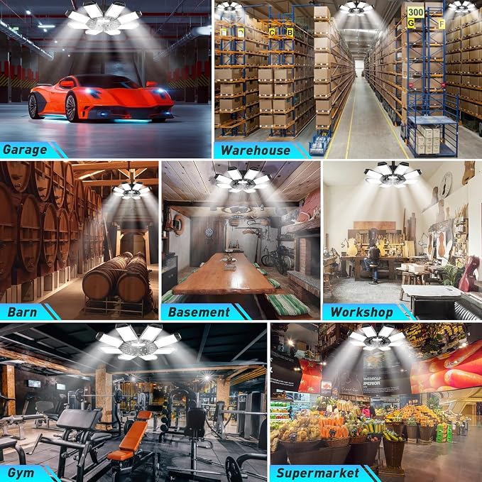 ISKYDRAW LED Garage Lights 2 Pack, 260W 26000LM Bright Shop Light - Image 3