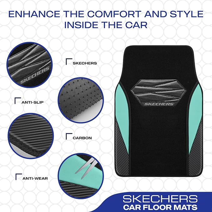 Skechers Car Floor Mats, Waterproof Universal Fit Car Mats, Faux Leather Car - Image 4