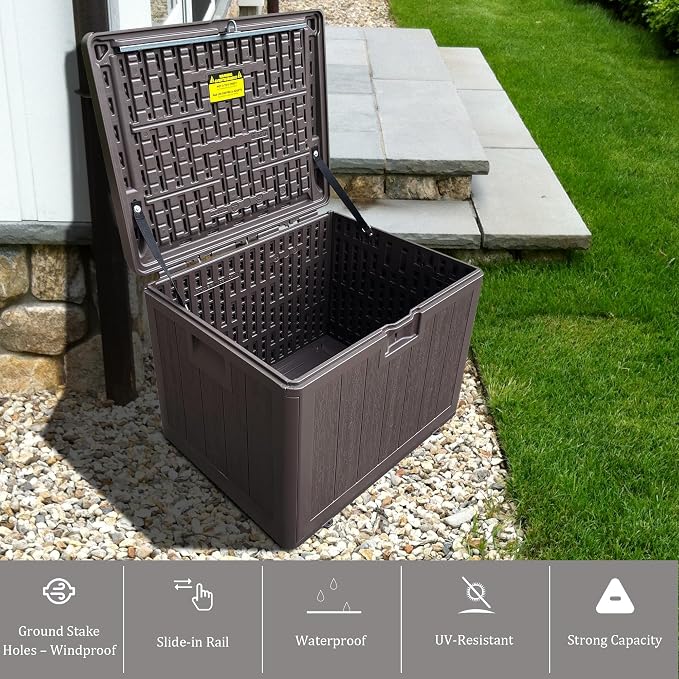 Premium Pro Edition 35 Gallon Lockable Resin Deck Box, Waterproof & - Image 3